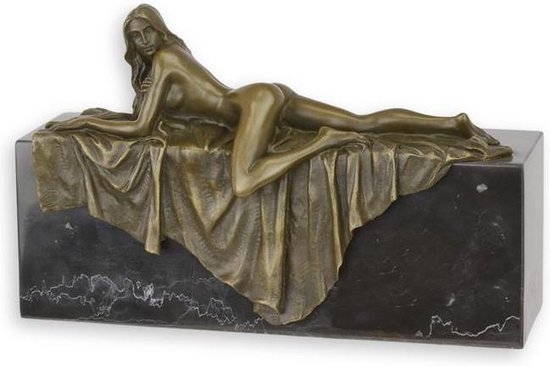 Sculpture - Dame nue allongée - Sculpture Érotique - 15,8 cm de haut | bol