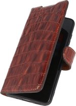 Krokodil Handmade Echt Lederen Telefoonhoesje voor Samsung Galaxy S20 Plus - Bruin