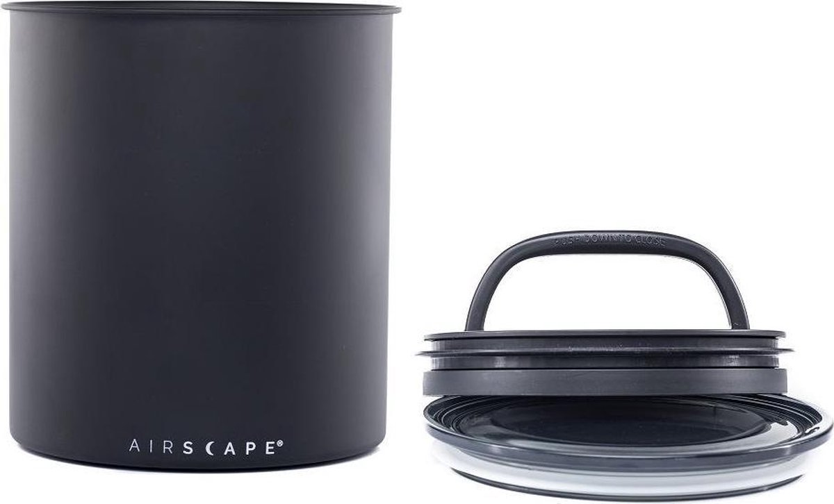 Airscape® Kilo - Let op: Groot! - voorraadpot -voorraadbus - vershouddoos -voedselveilig - vacuümdeksel- BPA vrij - koffiepot - Staal - Mat zwart - charcoal