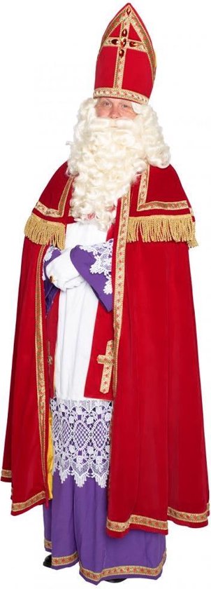 Onzuiver haak bruid Luxe Sinterklaas kostuum Sint pak mantel mijter sinterklaaspak fluweel |  bol.com
