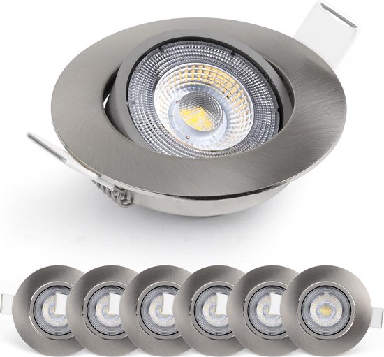 Emos Exclusive 2700K Warm Wit Set van 6 LED Inbouwspots, 450 lumen vervangt  50W, LED... | bol.com