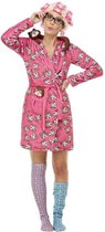 Smiffy's - Bejaard Kostuum - Kattenvrouwtje Badjas Kostuum - Roze - Small - Carnavalskleding - Verkleedkleding