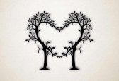 Wanddecoratie - Bomen in vorm van hart liefde - M - 60x69cm - Zwart - muurdecoratie - Line Art