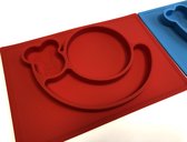 Handige siliconen bordjes met slakken design 2 stuks | Kinderservies |Babybordje | Kinderbordje | Blauw en Rood | BPA  vrij bord
