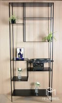Stalen wandkast - zwart massief rek - kast van staal - industrieel vakkenkast| MP Glas & Design