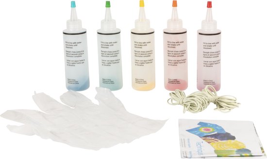 Kit Tie Dye - Peinture Tie Dye - Peinture Peinture textile - 5 bouteilles à presser - Jeu de couleurs Carnaval - Artisanat & Co.