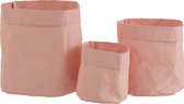 J-Line Set Van 3 Papieren Bloempotten Waterdicht Craft Papier Roze Set van 2 stuks