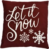 Let It Snow! | Kerst Kussen | Text | Rood | Wit | Sierkussenhoes | Super Zacht | Wasbaar | Decoratie | 45cm x 45cm
