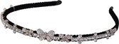 Jessidress Feestelijke Luxe Haarband Dames Haar diadeem vol Strass met vlinders - Zilver