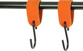 2x Leren S-haak hangers - Handles and more®  SUEDE BRICK - maat M  (Leren S-haken - S haken - handdoekkaakje - kapstokhaak - ophanghaken)