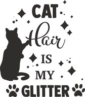 Muursticker cat hair is my glitter zwart