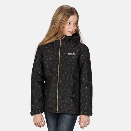 Veste isolante et imperméable Brina de Regatta avec imprimé et capuche pour enfants, Veste outdoor, imprimé léopard noir