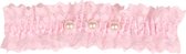 Roze kousenband met kant en pareltjes