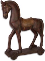 Klassiek speelgoed - Paard op wielen - Resin Kunststof - 54 cm hoog