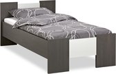 Maxi Bed Woody - 90 x 200 cm - donkergrijs/aluminium