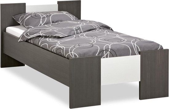 Beter Bed Basic Bed Woody - 90 x 200 cm - donkergrijs/aluminium | bol.com