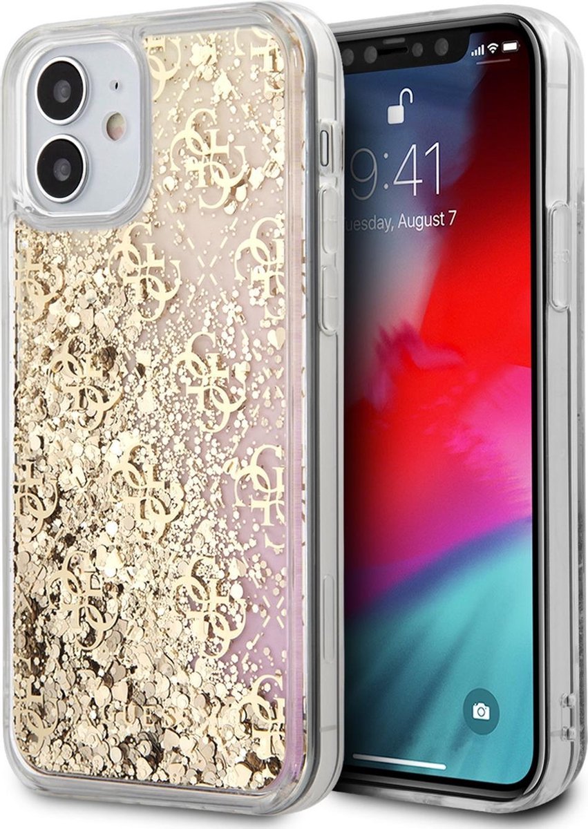 Glitter hoesje van Guess - Backcover - iPhone 12 Mini - Liquid Glitter