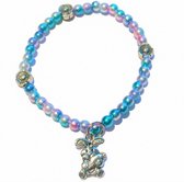 Armbandje- Blauw Roze- Elastisch- Konijntje-Kinderen-Charme Bijoux®