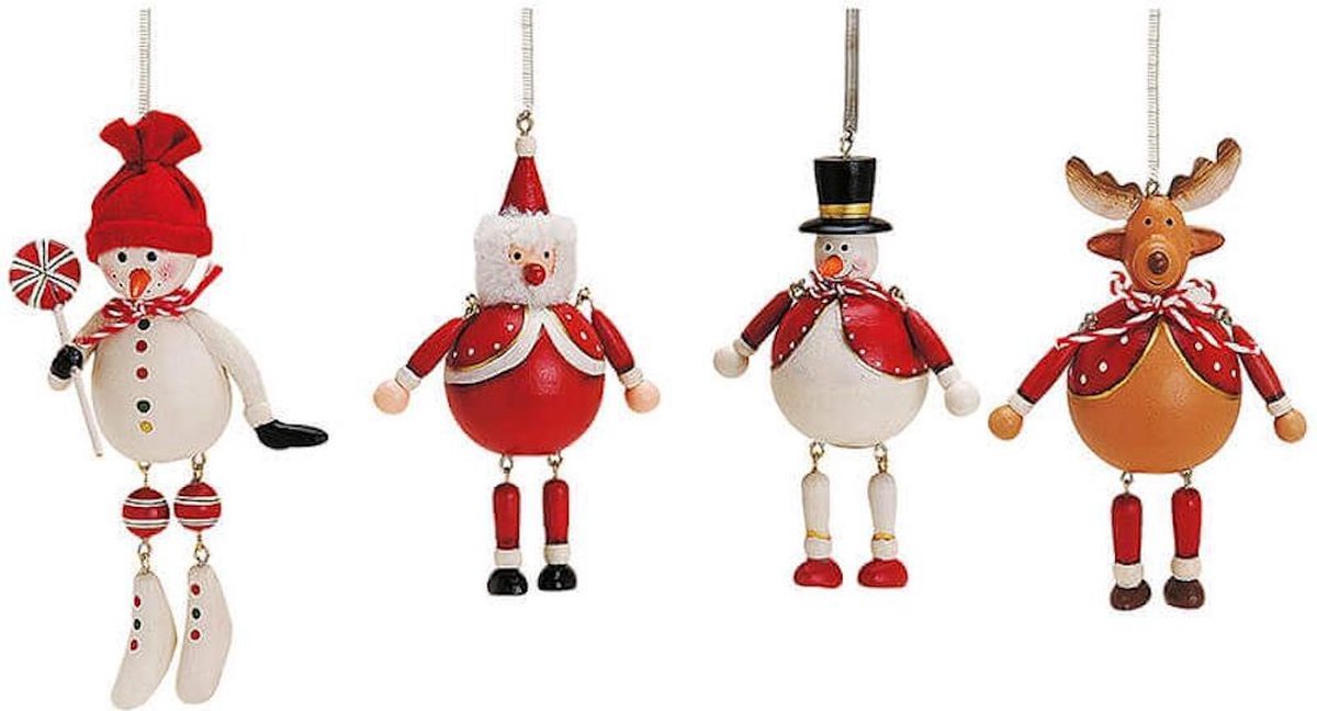 Kersthangers Hout Kerstfiguren Kerstboomversiering set