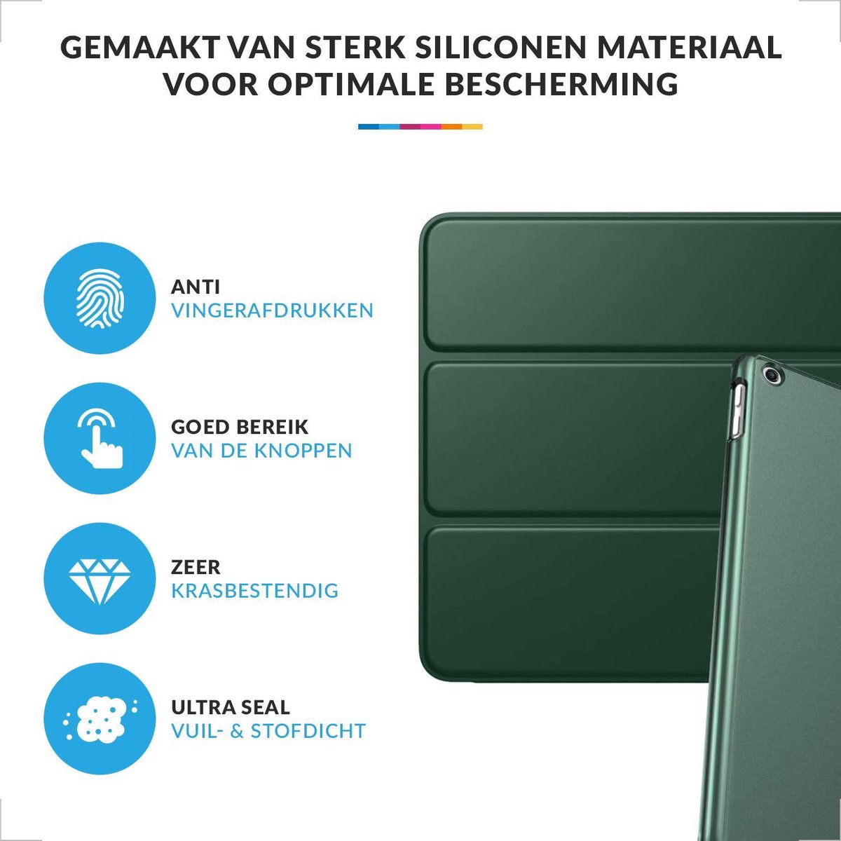 YONO Hoes geschikt voor iPad 9 10.2 inch - 9e Generatie - 8e - 7e - 2021 - 2020 - 2019 - Case Cover - Tablet Hoesje - Donkergroen — afbeelding 5
