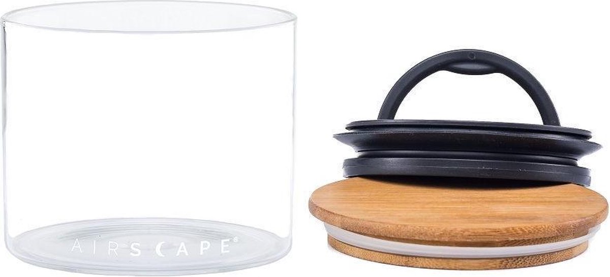 Airscape® Glass with Bamboo Lid 250gr. – Vvoorraadpot -voorraadbus - vershouddoos - voedselveilig - BPA vrij - koffiepot- voorraadpot glas - transparant glas - Glass