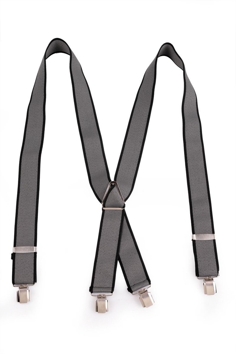 Barcelona Bretels - Heren - X-vorm - 4 clips - 3.5cm Breed -Verstelbaar -Grijs