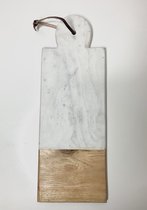 37 x 16 cm En marbre blanc marbré Planche à découper carrée en bois avec poignée 