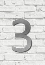 HUISNUMMER 3 RVS MODERN 20CM - Zonder te Boren