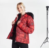 Dare2B Glamorize II, versierd met Swarovski-kristallen - luxe, waterdichte, geïsoleerde, gewatteerde ski-jas met capuchon met rand van imitatiebont voor dames, ademende Outdoorjas,