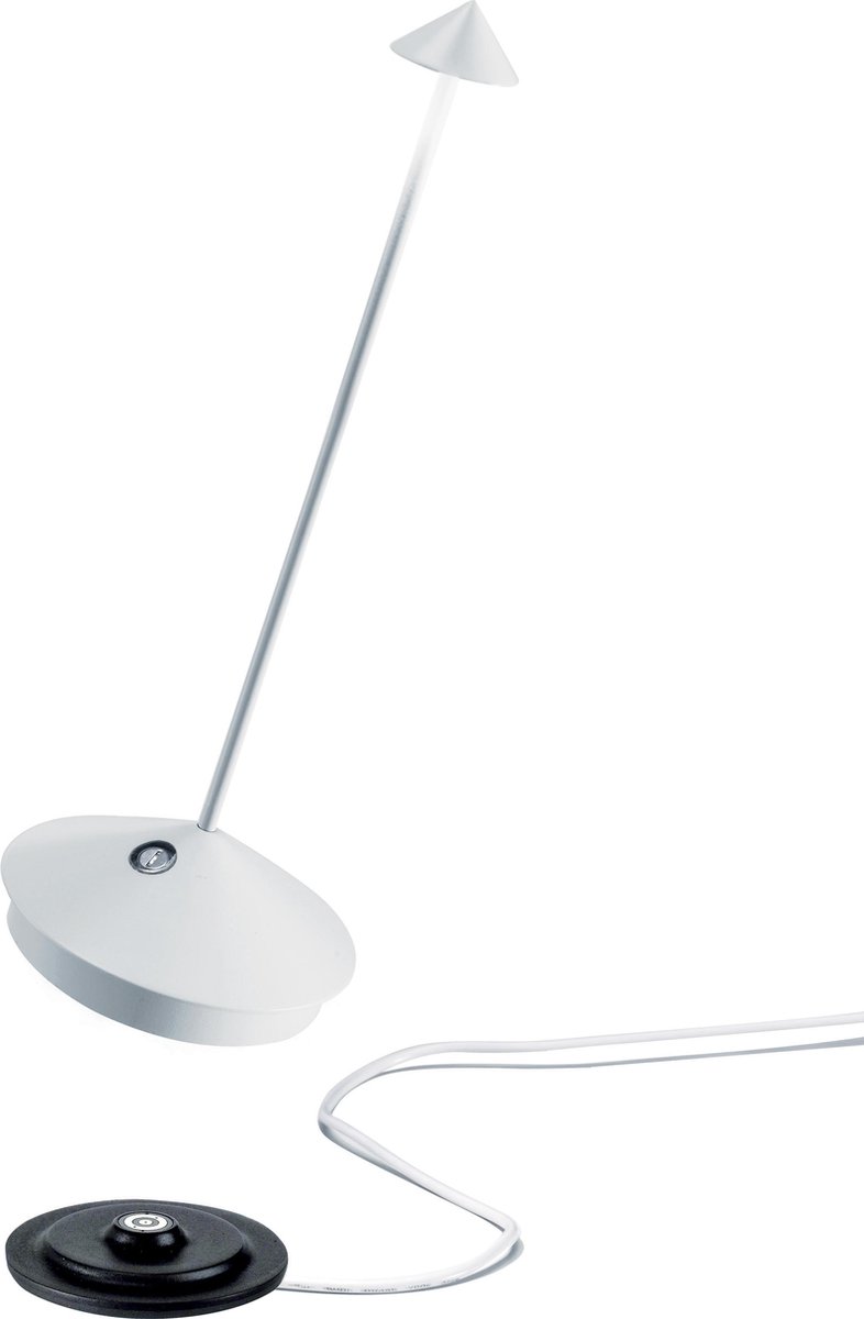 Zafferano - Pina - Wit - H29cm - Ledlamp - Bureaulamp – Tafellamp – Snoerloos – Verplaatsbaar – Duurzaam - Voor binnen en buiten – LED - Dimbaar - 2700K - IP54 Spat Waterdicht - USB oplaadbaar