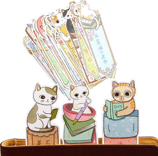 Make Me Purr Boekenleggers met Katten Design (30 stuks) - Boekenlegger voor Volwassenen en Kinderen - Boeken Bladwijzers Kat Ontwerp - Boek Bladwijzer Kitten Style