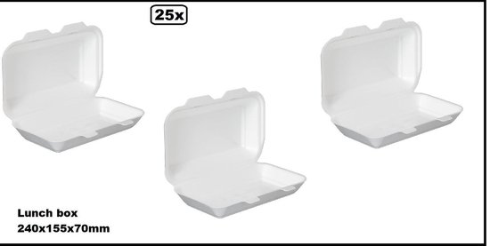 25x Menu/ boîte à lunch blanc 240x155x70mm - Déjeuner à emporter sandwichs  livraison... | bol.com