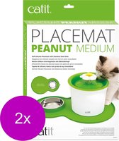 Catit Placemat Peanut Inclusief Rvs Bakje 35 x 23 x 3 cm - Kattendrinkbak - 2 x Groen