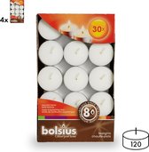 Bolsius - 120 Waxinelichtjes - Theelichtjes - Wit - 8 branduren - Grootverpakking - Voordeelverpakking