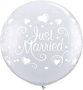 "JUST MARRIED HEARTS WRAP" zilver Mega ballonnen