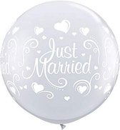 "JUST MARRIED HEARTS WRAP" zilver Mega ballonnen