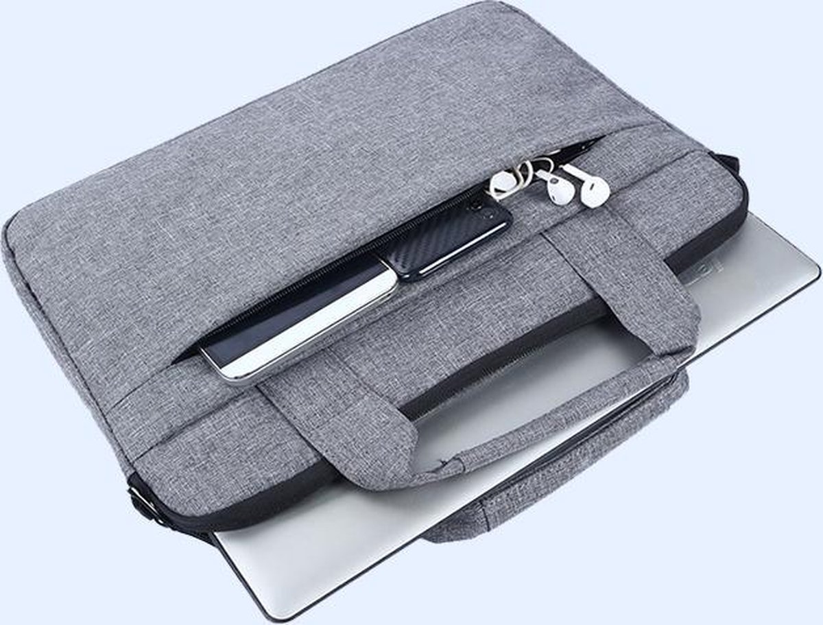 MoKo H321 Laptop Schoudertas opbergvakken 13.3 inch Notebook Tas - Hoes Multipurpose voor 13-13,3 inch MacBook Pro, MacBook Air, notebook - grijs