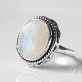 Natuursieraad -  925 sterling zilver maansteen ring maat 16.75 mm - luxe edelsteen sieraad - handgemaakt