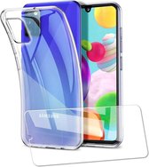 Samsung A41 Hoesje Transparant - samsung a41 hoesje Siliconen Hoesje Case Cover Doorzichtig + 1x Screenprotector Tempered Glass Glas Protector Glas Plaatje
