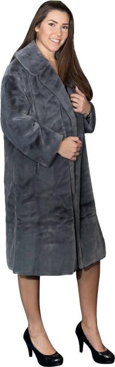 Afbeelding van product CHIAMAX  Lange imitatie bontjas-grijs-volledig gevoerd-dames-warm-winter-prijs-kwaliteit  - maat M/L