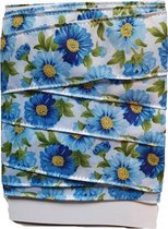 Kerst Lint Bloemen - Band - 500 cm - 40 mm breed - Kerstdecoratie - Kerstversiering - Blauw - Groen - Wit - Ijzerdraad