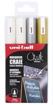 Uni-Ball Chalkmarker Set  – Krijtstiften set van 3 + 1 Gratis  - wit, goud en Zilver