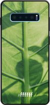 Samsung Galaxy S10 Plus Hoesje TPU Case - Leaves Macro #ffffff