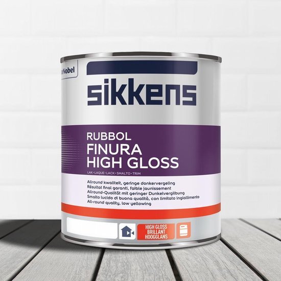 Foto: Sikkens rubbol finura high gloss lakverf dekkend binnen en buiten terpentine basis hoogglans