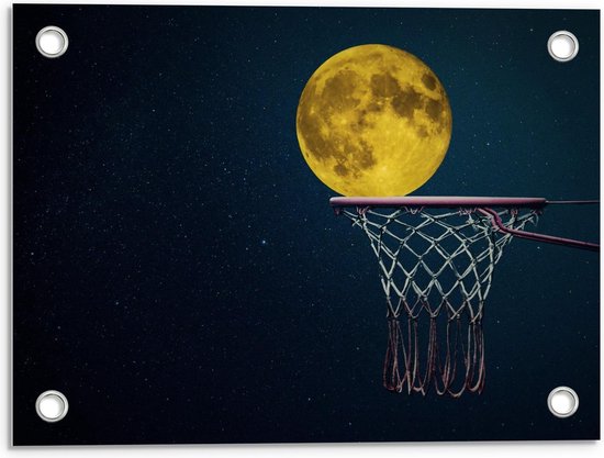 Tuinposter – Maan als Basketbal - 40x30cm Foto op Tuinposter  (wanddecoratie voor buiten en binnen)