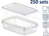 250 x plastic bakjes met deksel - 550 ml - vershoudbakjes - meal prep bakjes - rechthoekig - transparant - geschikt voor diepvries, magnetron en vaatwasser - Nederlandse producent