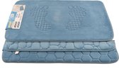 Badmat & WC Mat Set -Douche mat set blauw - 80 x50 cm - badmat set 3-delig- Soft Foam - Extra Zacht - FOAM