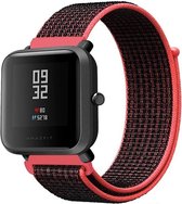 Nylon Smartwatch bandje - Geschikt voor Xiaomi Amazfit Bip nylon band - zwart/koraal - Horlogeband / Polsband / Armband