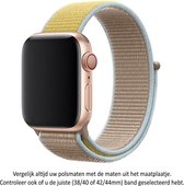 Geel / Bruin / Blauwe Nylon Horloge Band Geschikt voor Apple Watch 1, 2, 3, 4, 5, 6, SE & Nike+, 42mm & 44mm "Mannenbreedte" Series - Zacht Geweven Nylon - 42 mm en 44 mm