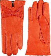 Leren handschoenen dames met strik model Bardolino Color: Orange, Size: 7
